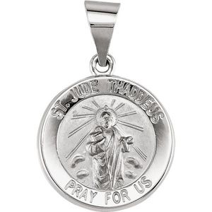 Patrick Medal Jewels By Lux 14k White Gold 18mm Round Hollow St